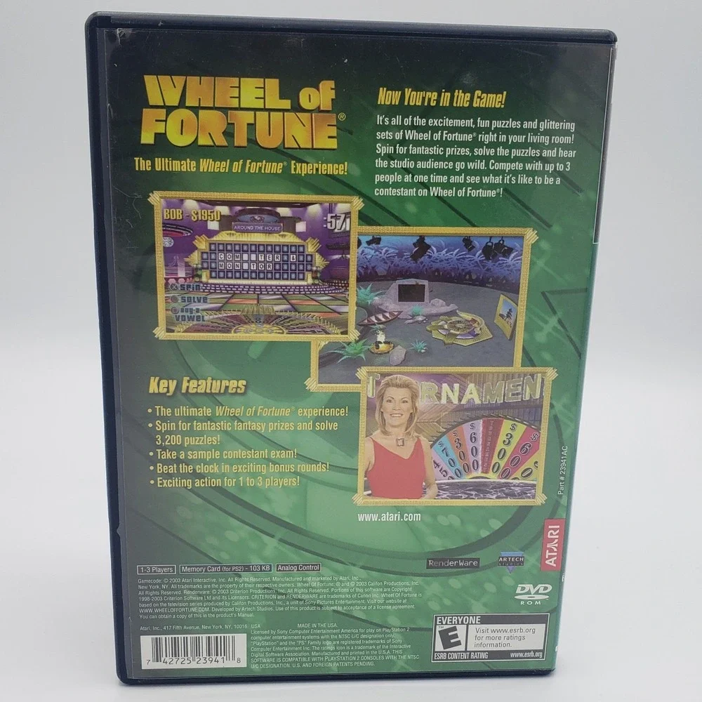 Wheel of Fortune Sony PlayStation‎ 2 PS2 Atari 2003 Vanna White CIB SLUS-20796